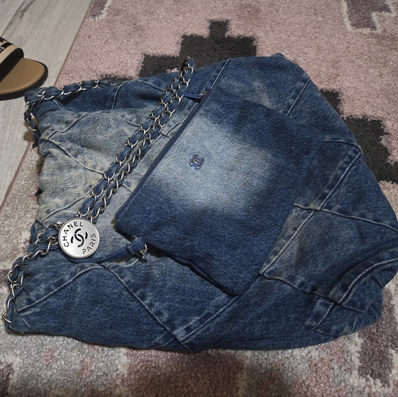 Chanel Quilted Blue Denim Shoulder Bag W/clutch - Picture 3 of 14